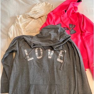 3 woman’s hoodies Under Armour, Hollister, and VS.  Price is for all three.